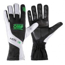 Перчатки 09 OMP KS-3 картинг черный/белый/зеленый, размер S - LadaSportLine - Все для автоспорта и тюнинга