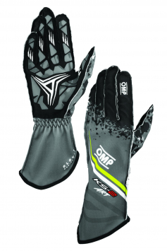 Перчатки 09 OMP KS-2 ART картинг антрацит/желтый неоновый, размер S - LadaSportLine - Все для автоспорта и тюнинга