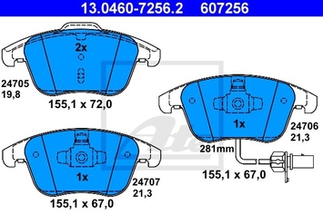 Тормозные колодки AUDI A4 quattro передние, ATE 13.0460-7256.2 - LadaSportLine - Все для автоспорта и тюнинга