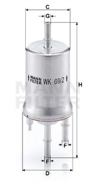 Фильтр топливный Фольксваген Гольф MANN WK69/2 - LadaSportLine - Все для автоспорта и тюнинга